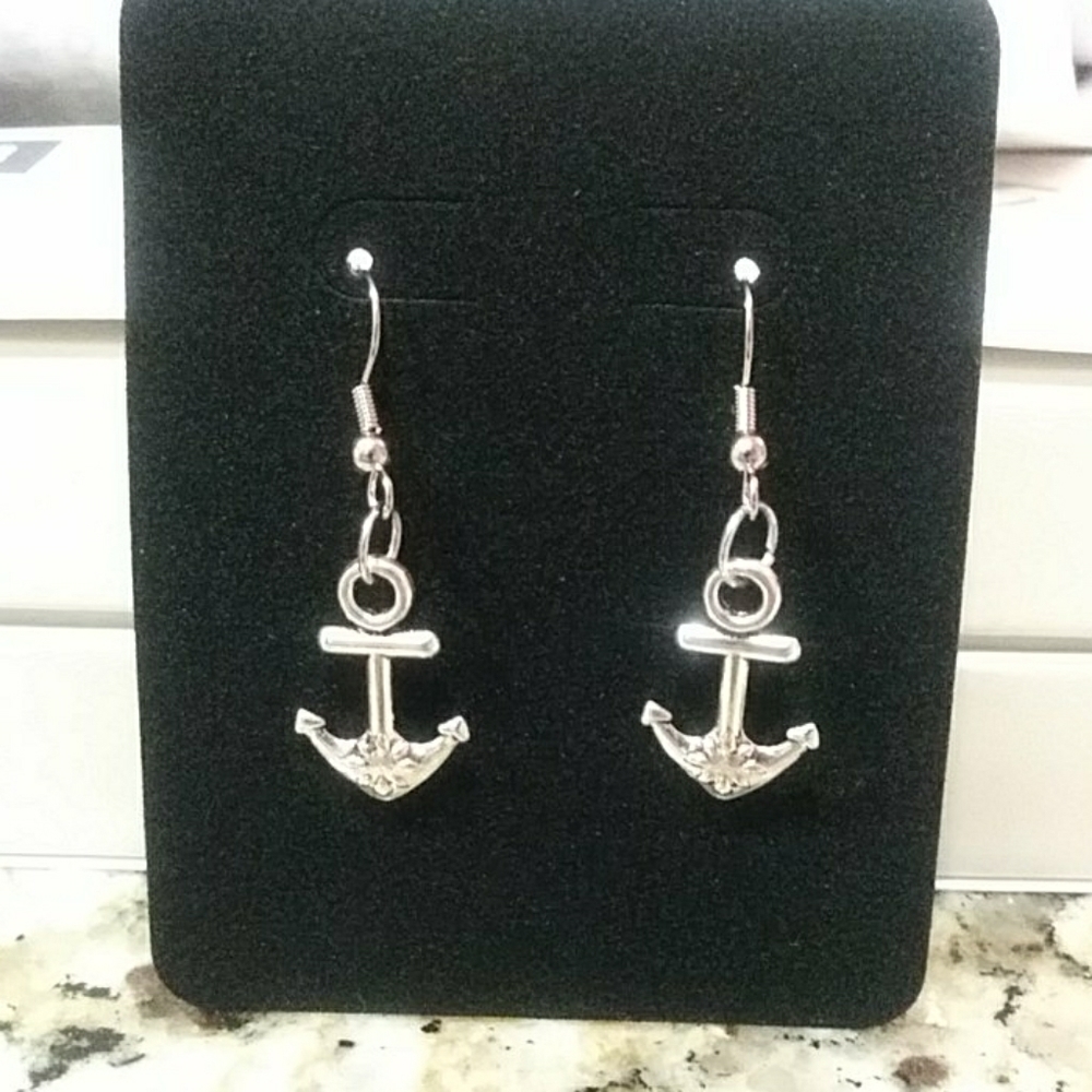 Silver Ship anchor earrings